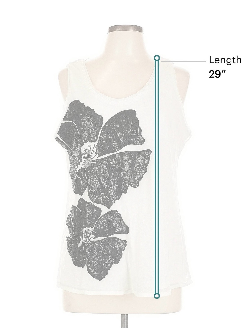 White House Black Market Black Floral Tank Top - Picture 5 of 7